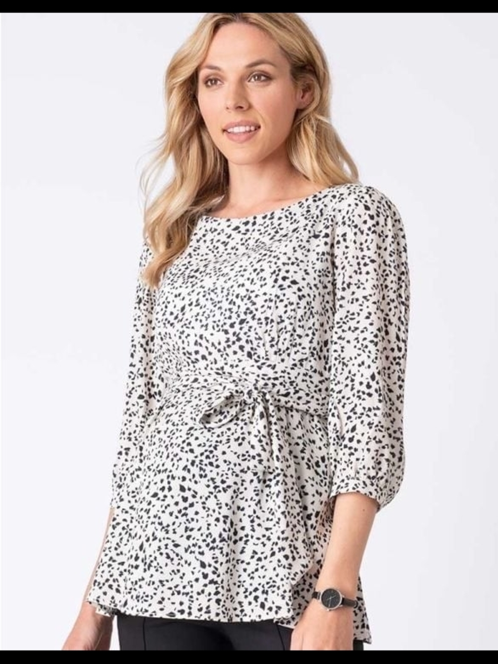 Seraphine Blouse with tie 12 L Cream Black

Maternity Top